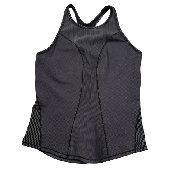 lululemon athletica Tops - Lululemon Power Y Tank Top Women’s Size S Racerback black gray stripe Bra R
